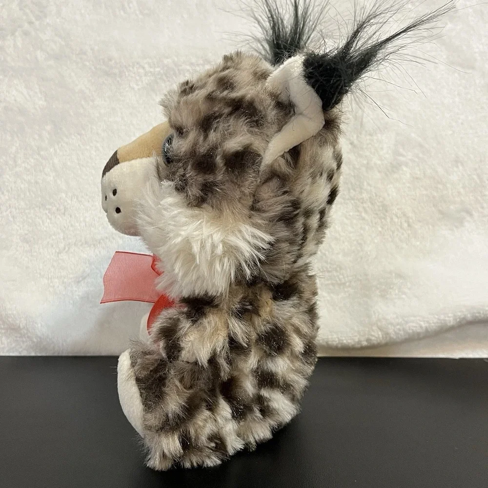 Walmart Jungle Bobcat Plush Stuffed Animal Red Ribbon Bow Cat